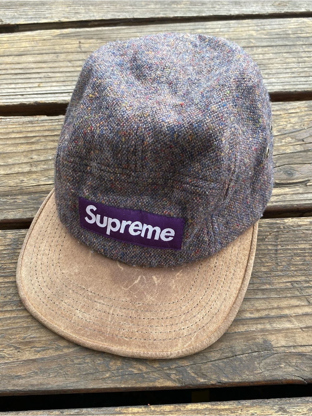 True Vintage supreme tweed hat cap suede wool donogal
